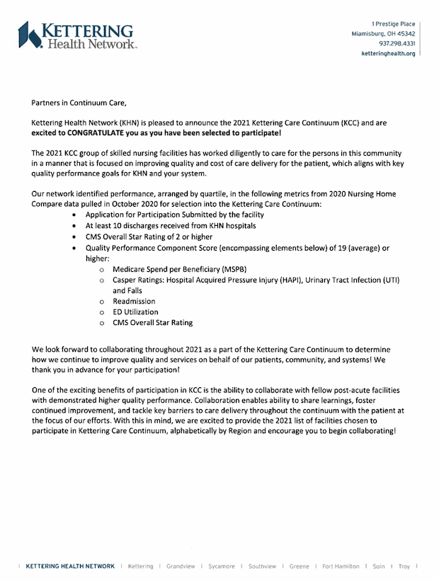 Recognized by Kettering Health Network